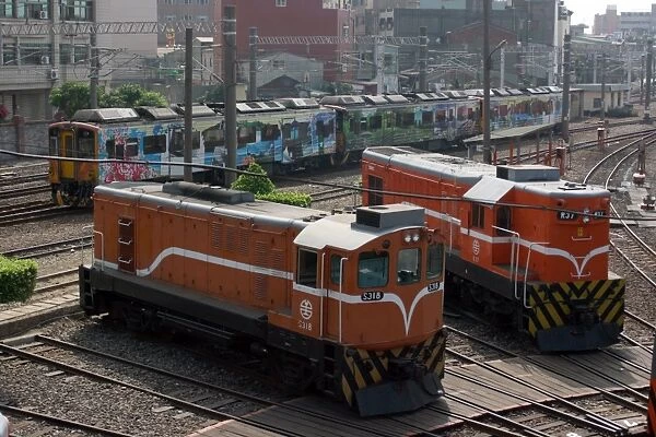 Locomotives at Changhua Roundhouse, Taiwan