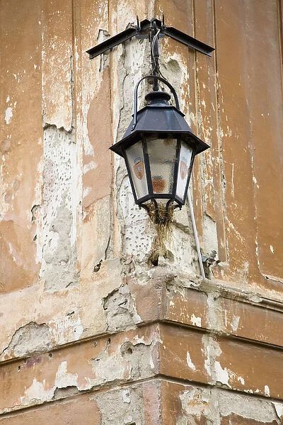 Sighisoara (Schaessburg) in transsilvania, old crumbling building with lantern on the castle hill
