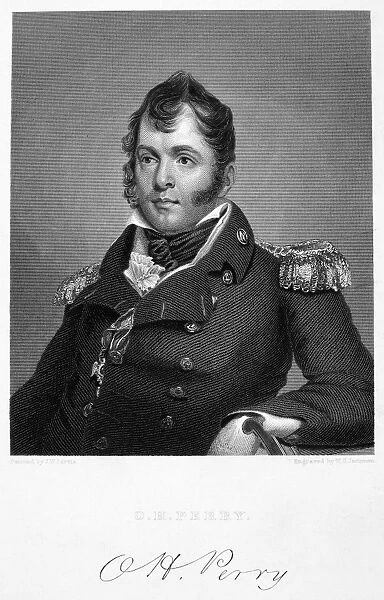 OLIVER HAZARD PERRY (1785-1819). American naval commander. Steel engraving, American, 1856