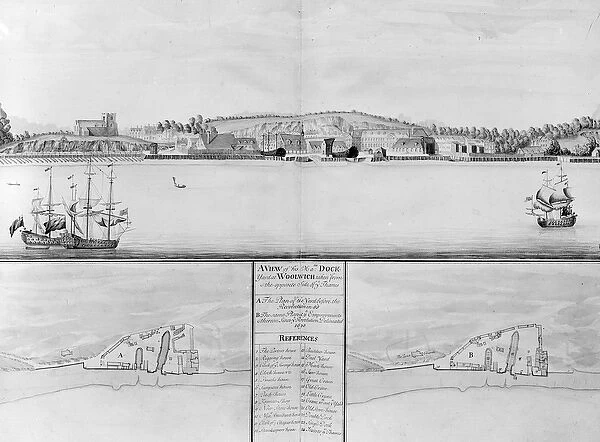 A View of His Majestys Dockyard at Woolwich taken from the opposite Side of the Thames