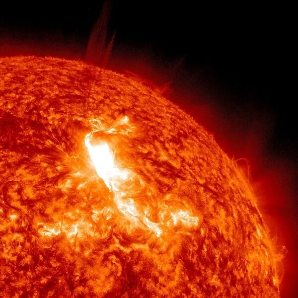 An M8. 7 class flare erupts on the Suns surface