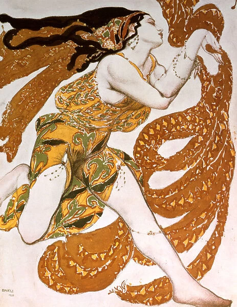Bacchante, costume design for a Ballets Russes production of Tcherepnins Narcisse, 1911. Artist: Leon Bakst
