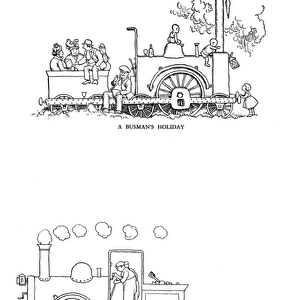 Vignette illustrations, Railway Ribaldry by W Heath Robinson