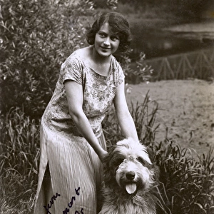 Woman with Bearded Collie