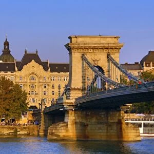 The Szechenyi Chain Bridge over the River Danube in Budapest, Hungary