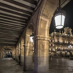 Plaza Mayor by night, Salamanca, Castile and Leon, Spain