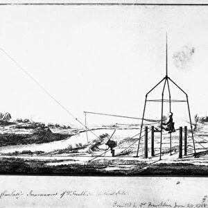 FRANKLIN: KITE, 1788. Drawing of the Duc of Chaulnes improvement of Benjamin Franklins electrical kite, 1788