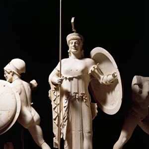 Cast sculpture depicting Athena, from the west pediment of the Temple of Aphaia at Aegina, 490 b. c