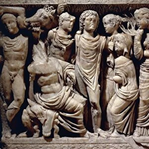 France, Arles (Arelate), Detail from Sarcophagus depicting the myth of Phaedra and Hippolytus