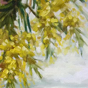 Australian Native Wattle Flowers Oil Painting