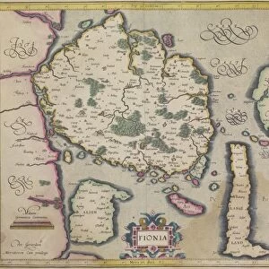 Antique map of island of Fionia in Denmark