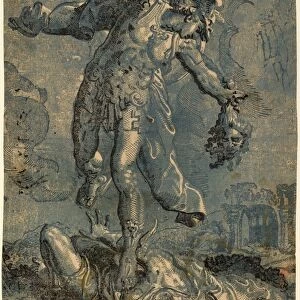 Italian 16th-17th Century after Marco Pino, Perseus, chiaroscuro woodcut printed in black