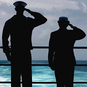 Seamen salute the resting place of USS Lexington