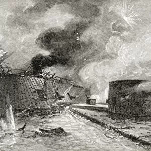 Battle Between The Monitor And Merrimac, 1862. From The Book A Brief History Of The United States Published By A. S. Barnes And Company Circa 1885