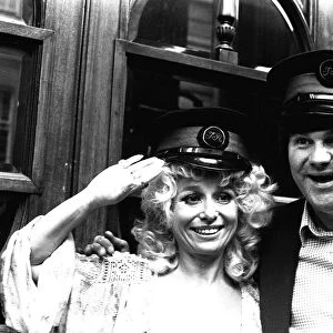 Carry-on actress Barbara Windsor with local comedian Spike Rawlings outside the Threatre