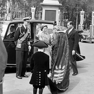 Queen Elizabeth II and Prince Philip are greeted by Lord Adanbrooke