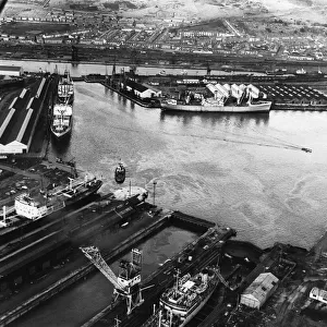 Swansea Docks showing the Prince of Wales Dock, and the Kings Dock in the foreground is