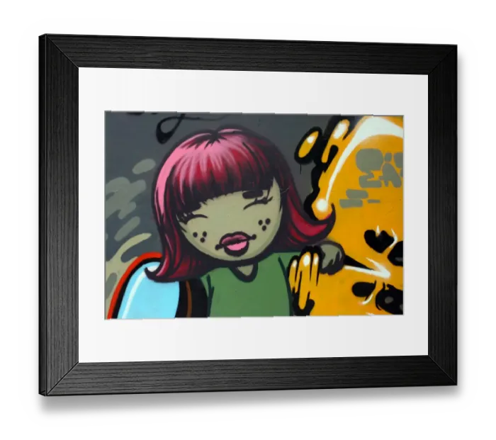 Framed Print : Japanese girl, Taiwanese graffiti, Taipei, Taiwan Framed Print : Japanese girl, Taiwanese graffiti, Taipei, Taiwan