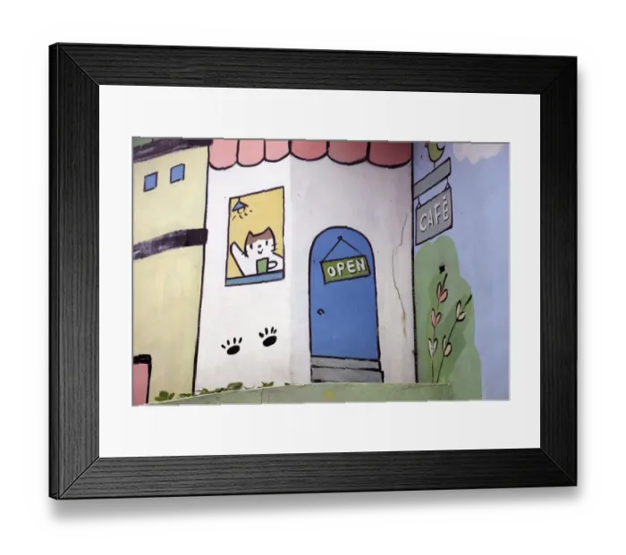Framed Print : Cat cafe. The cat cafe is now open