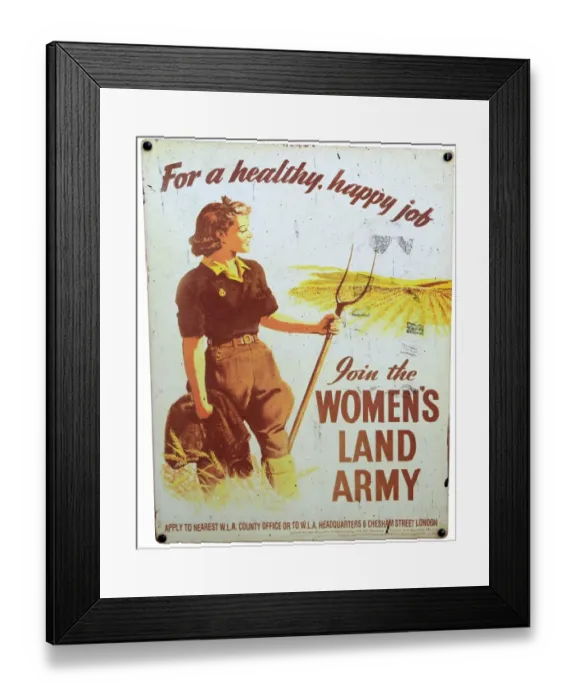 Framed Print : Womens land army vintage recruitment poster