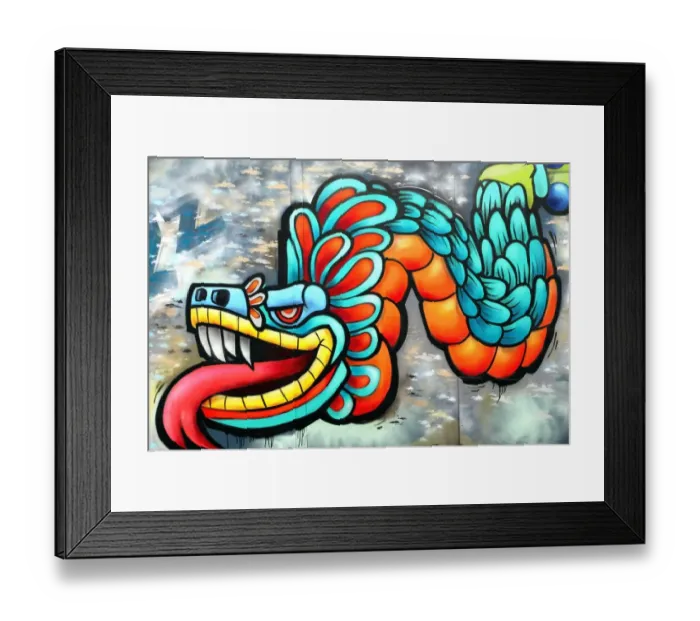 Framed Print : Snake with tongue sticking out graffiti