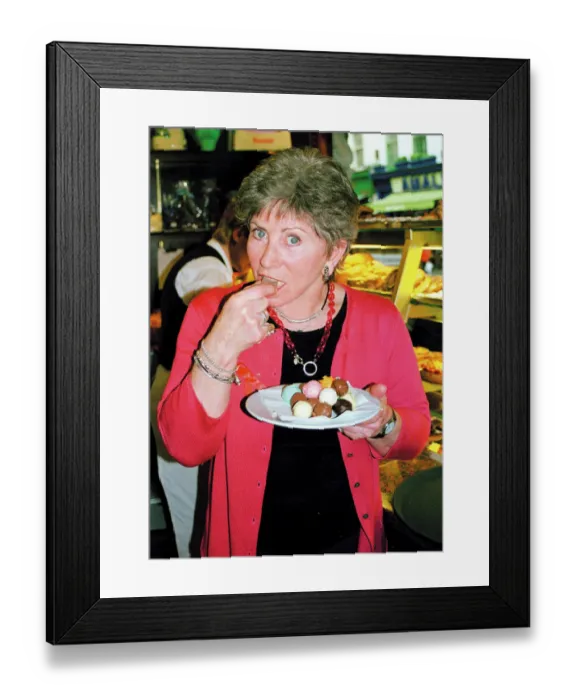 Framed Print : Valerie Singleton eating truffles Framed Print : Valerie Singleton eating truffles
