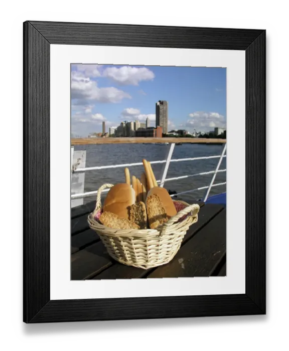 Framed Print : Bread basket on board the Golden Jubilee, River Thames, London Framed Print : Bread basket on board the Golden Jubilee, River Thames, London