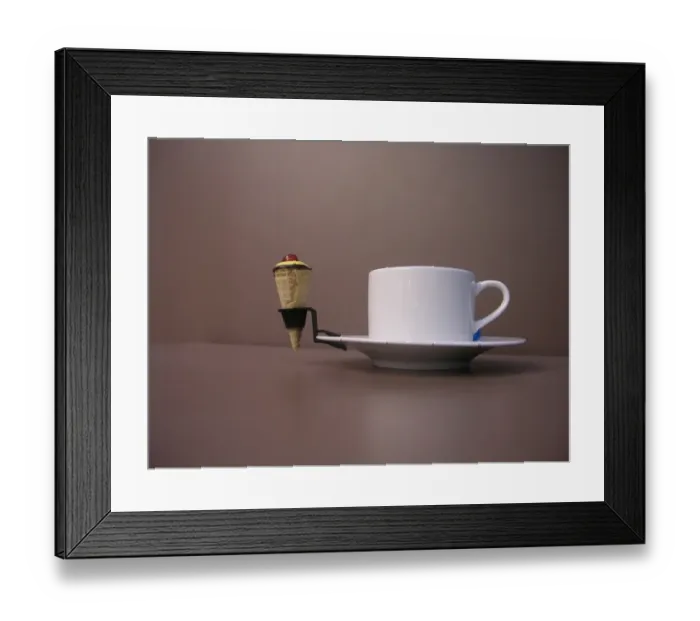 Framed Print : Coffee cup with ice cream cone Framed Print : Coffee cup with ice cream cone
