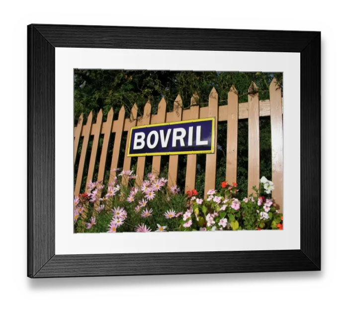 Framed Print : Bovril sign at Crowcombe Heathfield station, Somerset