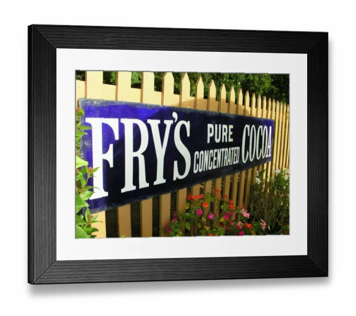 Framed Print : Frys sign at Crowcombe Heathfield station, Somerset