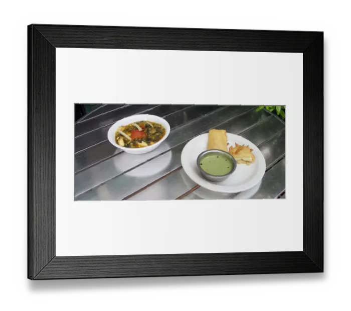 Framed Print : Deep fried Panner Cheese and spinach curry Framed Print : Deep fried Panner Cheese and spinach curry