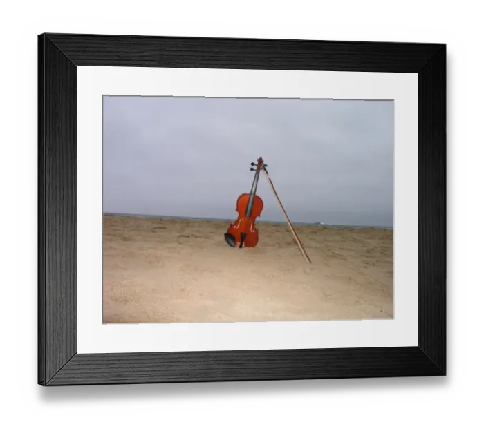 Framed Print : Violin on beach