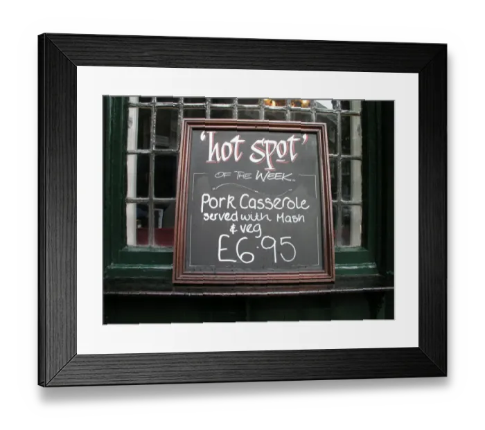 Framed Print : Pork Casserole sign