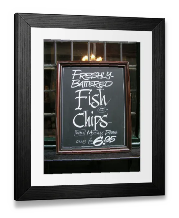 Framed Print : Fish and chips sign Framed Print : Fish and chips sign