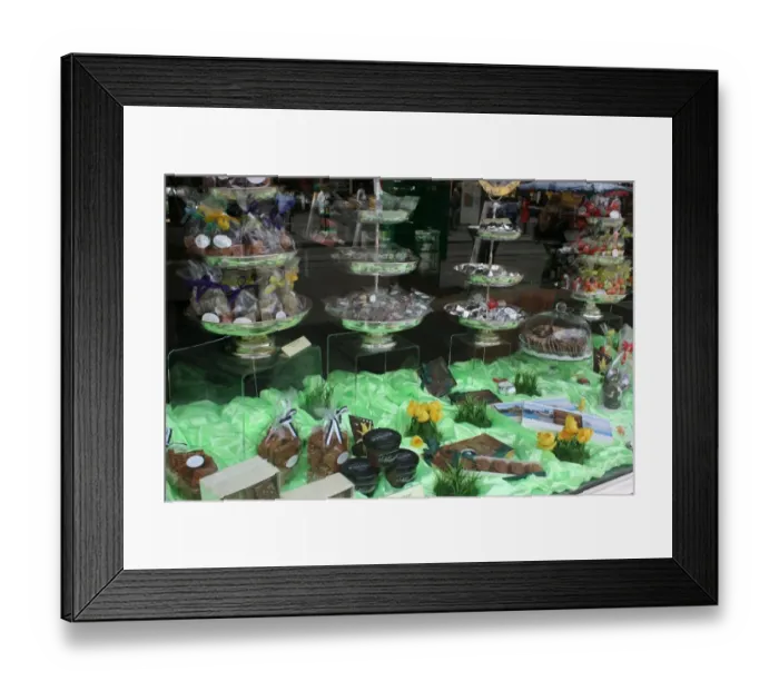 Framed Print : Chocolatier and Patisserie window, Basel, Switzerland Framed Print : Chocolatier and Patisserie window, Basel, Switzerland