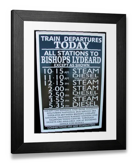 Framed Print : West Somerset Railway, Minehead station timetable