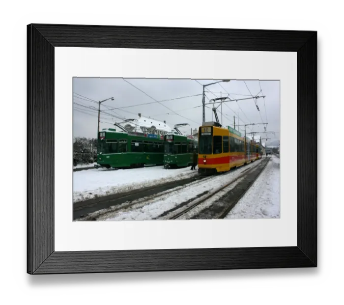 Framed Print : Swiss trams at BVB Basel depot, Switzerland Framed Print : Swiss trams at BVB Basel depot, Switzerland
