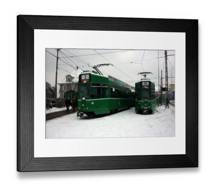 Framed Print : Swiss trams at BVB M-Parc depot, Basel, Switzerland Framed Print : Swiss trams at BVB M-Parc depot, Basel, Switzerland