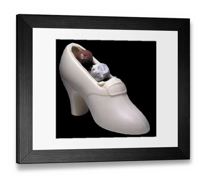 Framed Print : White chocolate shoe with truffles