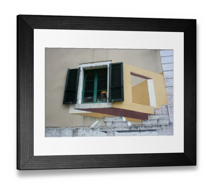 Framed Print : Window and Swiss Graffiti, Saint Imier, Switzerland