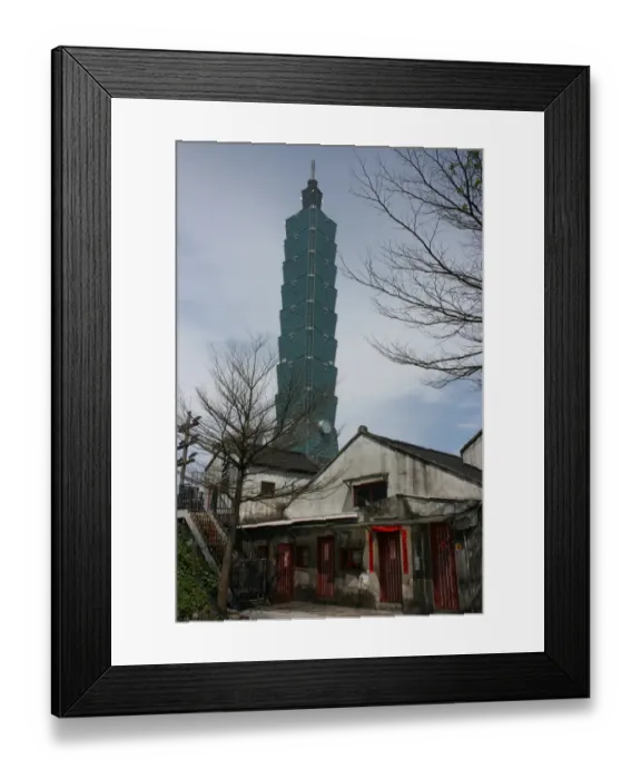 Framed Print : 101 and Japanese cottages, Taipei, Taiwan Framed Print : 101 and Japanese cottages, Taipei, Taiwan