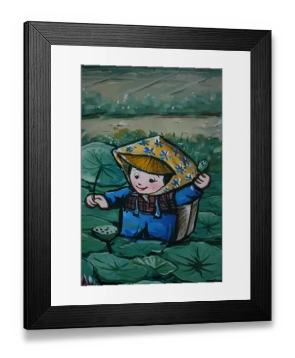 Framed Print : Taiwanese girl in lily pond