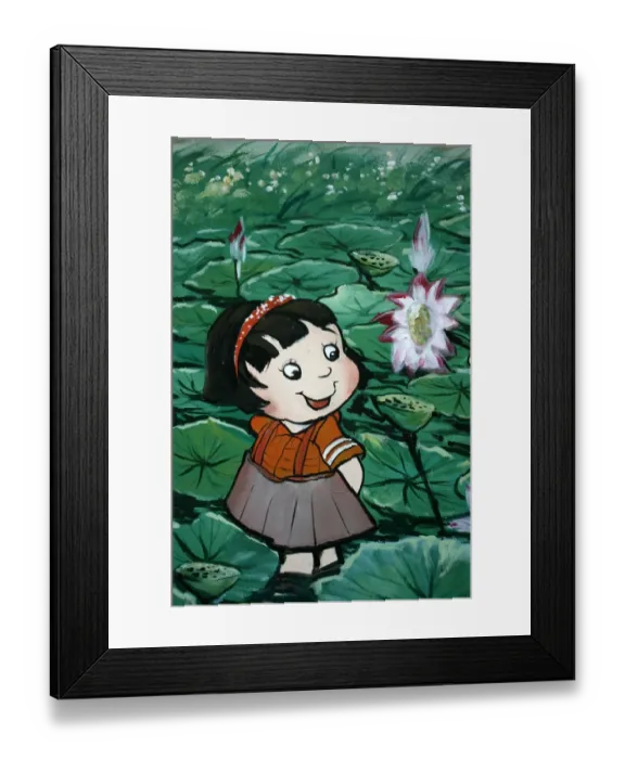 Framed Print : Taiwanese girl in lily pond