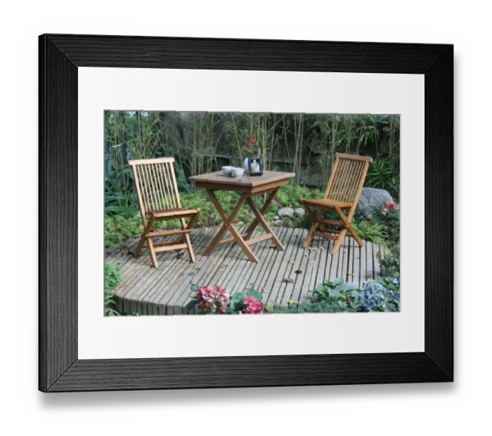 Framed Print : Garden table and chairs Framed Print : Garden table and chairs