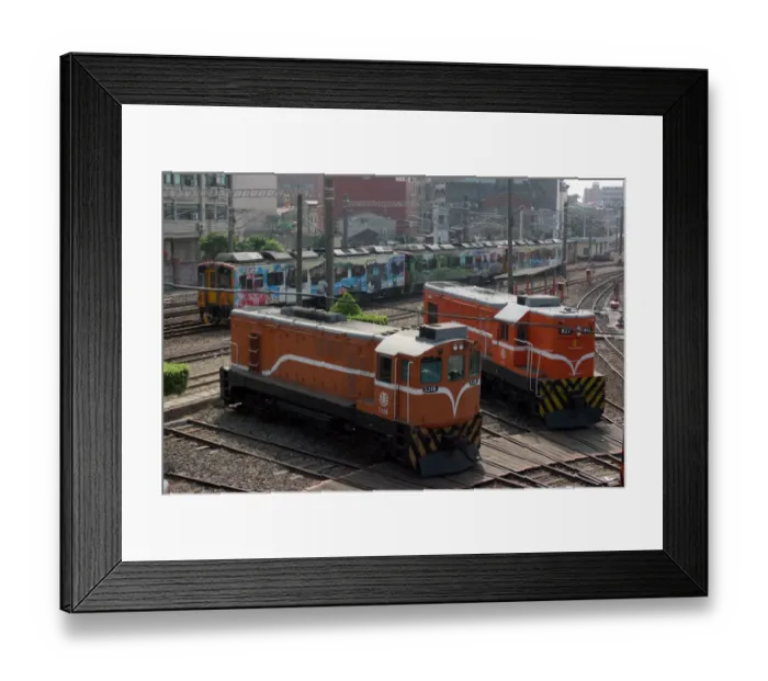Framed Print : Locomotives at Changhua Roundhouse, Taiwan