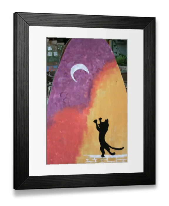 Framed Print : Abstract - the cat and the moon