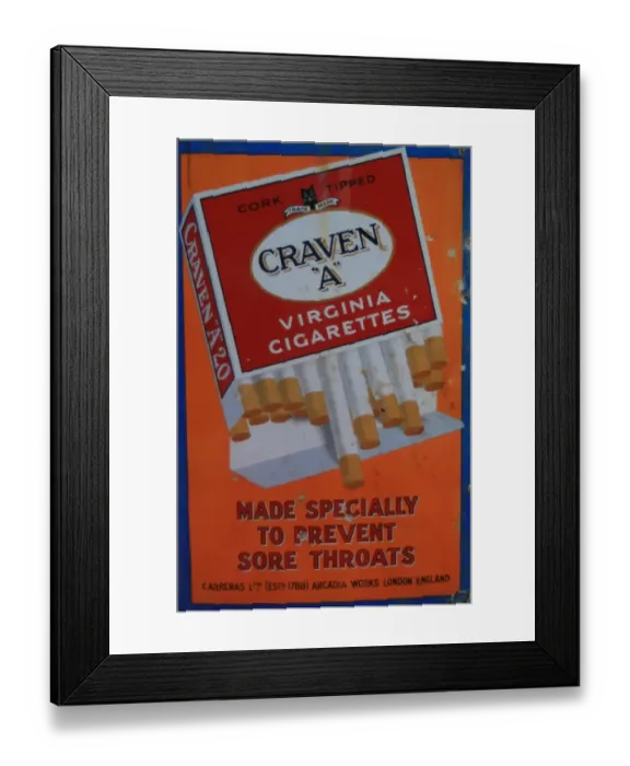 Framed Print : Craven A cigarettes vintage advertising poster Framed Print : Craven A cigarettes vintage advertising poster
