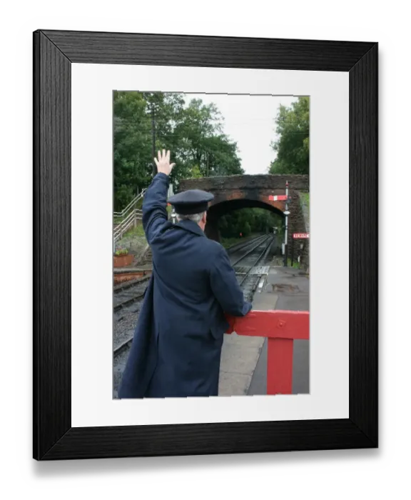 Framed Print : Station master at Bishops Lydeard station, Somerset Framed Print : Station master at Bishops Lydeard station, Somerset