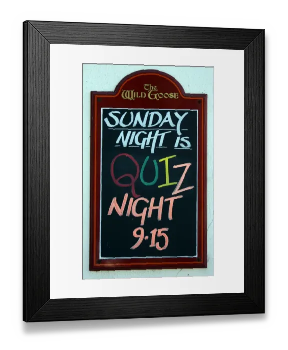 Framed Print : Quizz night sign