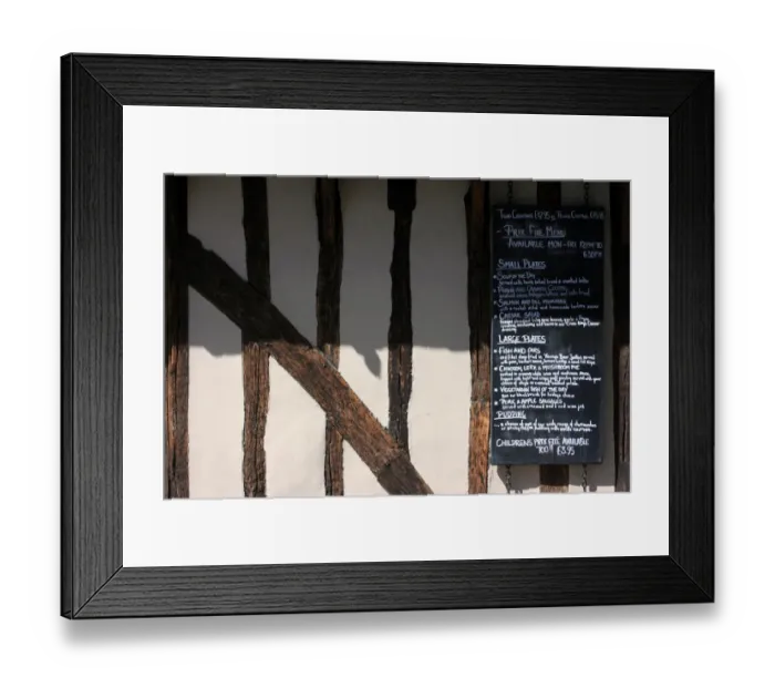 Framed Print : Menu, Cross Keys Hotel, Saffron Walden, Essex, UK